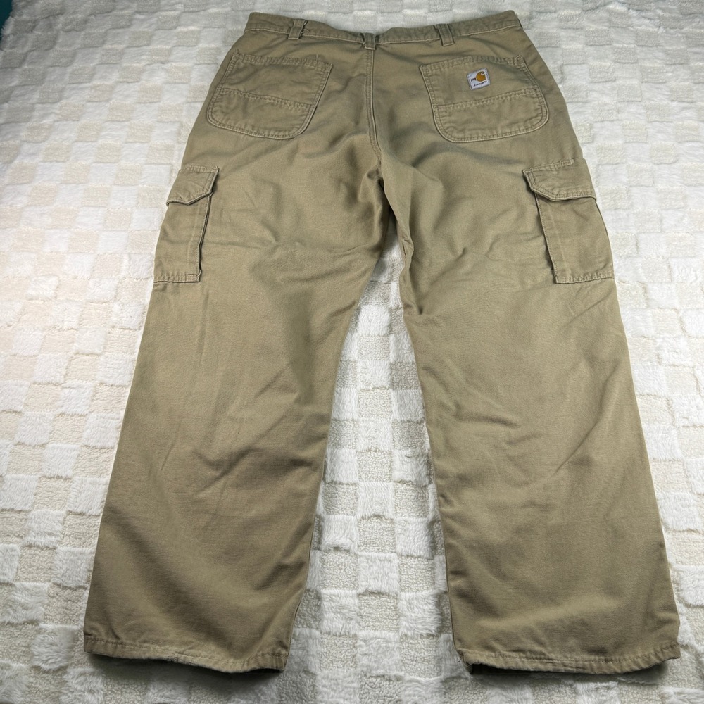 Carhartt Mens Beige Flame Resistant Canvas Relaxed Carpenter Workwear Cargo Pant